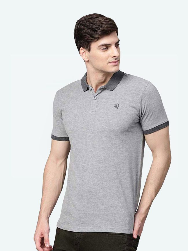 Men's Melange Solid Polo T-Shirt